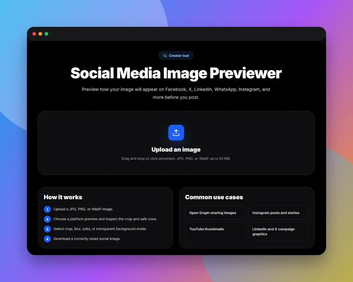 PicFlow AI social preview interface showing how one image is cropped for Instagram and LinkedIn.